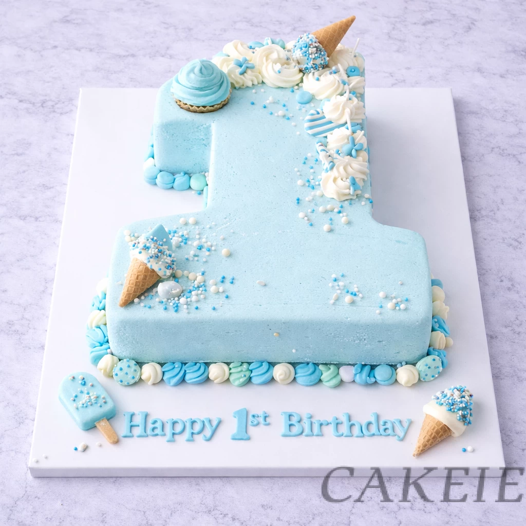 Blue Ice Cream Number 1 Cake