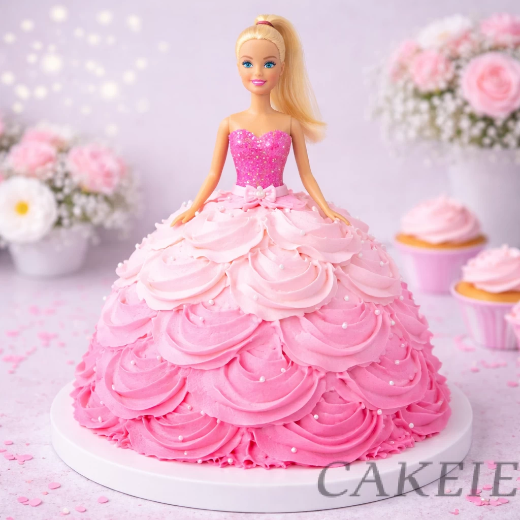 Pink Barbie Swirl Fantasy Cake