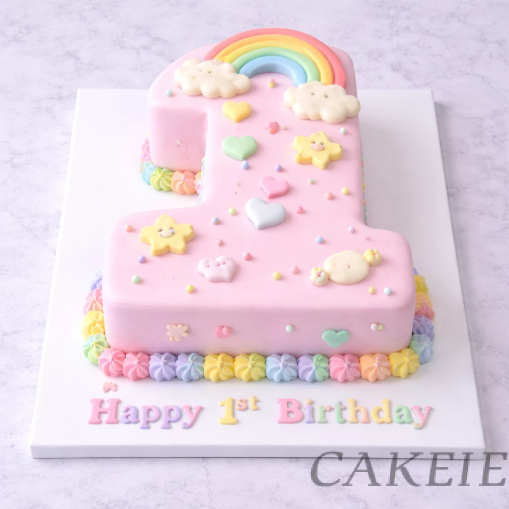 Rainbow Number 1 Birthday Cake